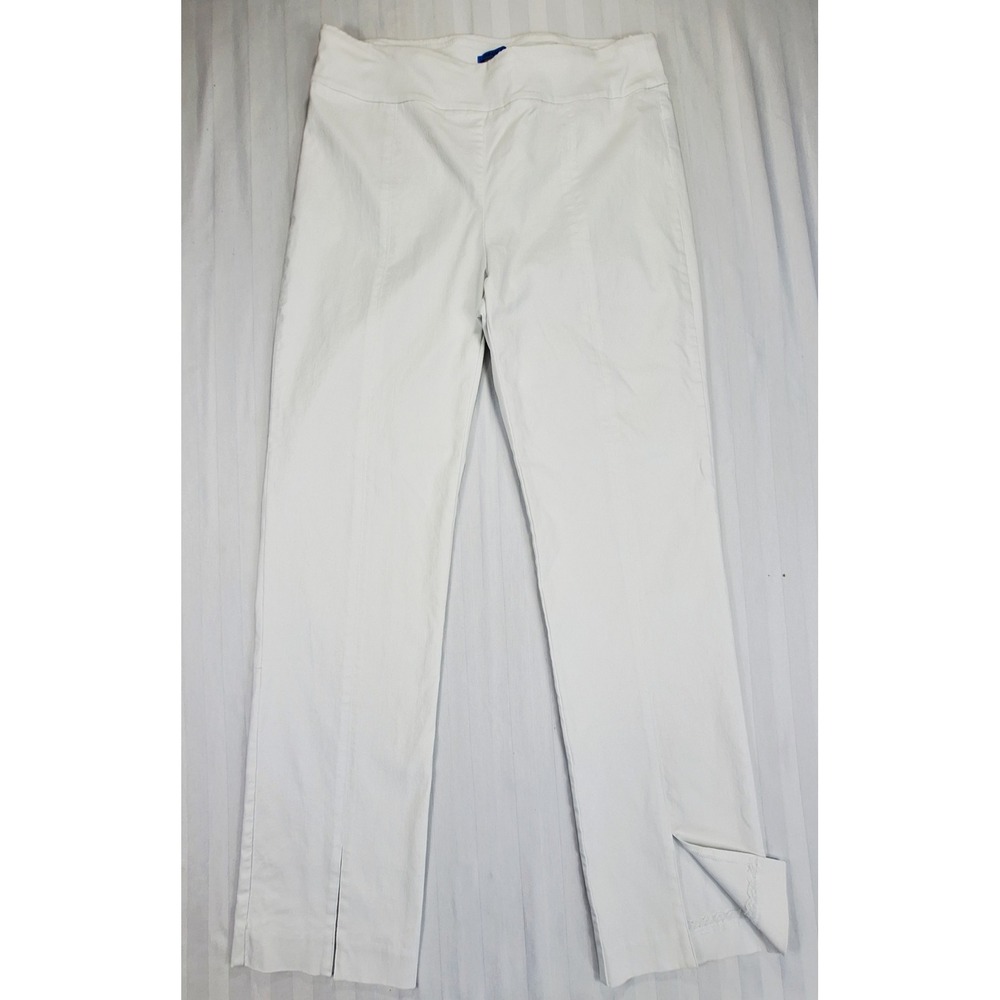 J.McLaughlin Womens White Pull On Straight Leg Pants Ankle Slit Size 10